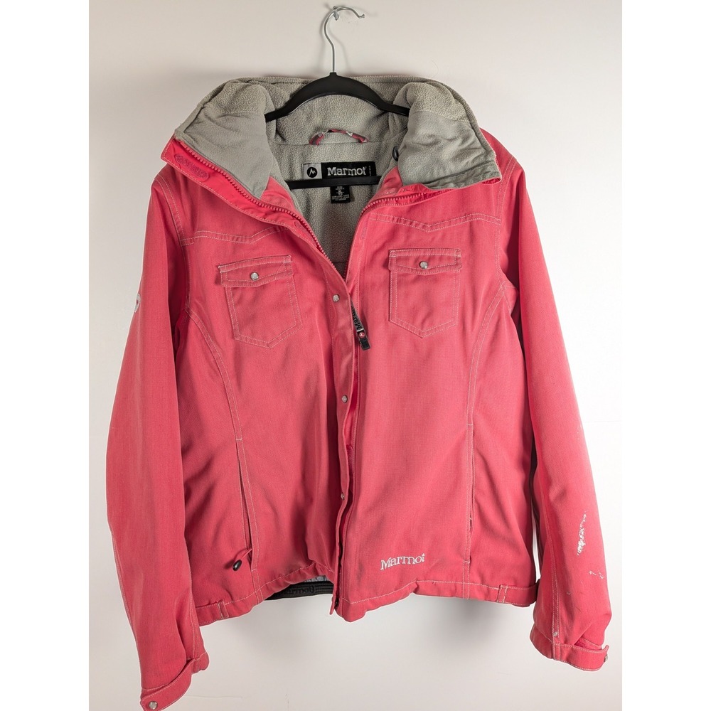 Marmot Insulated Ski Jacket Womens Medium Pink Hooded Insulated XL Waterproof